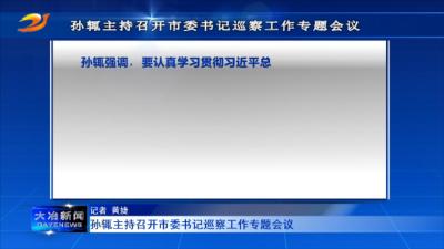 孙辄主持召开市委书记巡察工作专题会议