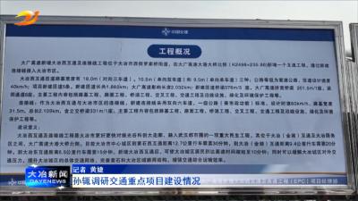 孙辄调研交通重点项目建设情况