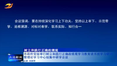 市政府党组举行树立和践行正确政绩观学习教育读书班学习研讨暨理论学习中心组集中研学会议