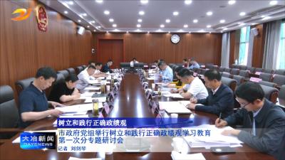 市政府党组举行树立和践行正确政绩观学习教育第一次分专题研讨会