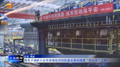 郄英才调研大冶市县域经济高质量发展和推进“双过半”工作