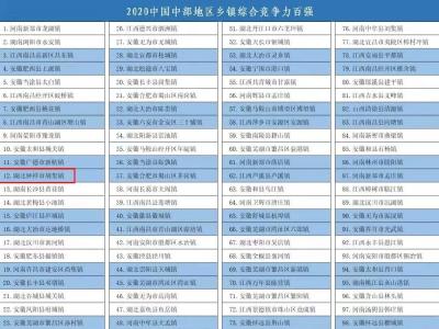 全省第一！胡集镇名列2020中国中部百强镇第12位！