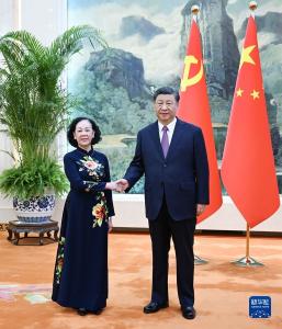 习近平会见越共中央政治局委员、中央书记处常务书记、中组部部长张氏梅