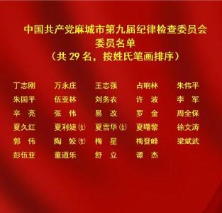 【聚焦党代会】中共麻城市第九届市委委员、候补委员、纪委委员名单