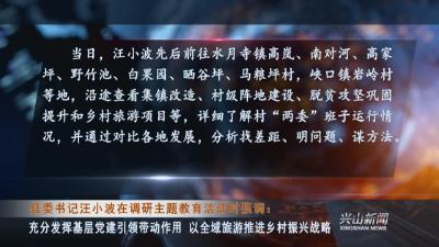 县委书记汪小波在调研主题教育活动时强调： 充分发挥基层党建引领带动作用 以全域旅游推进乡村振兴战略