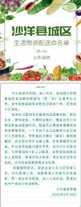 沙洋县城区生活物资配送商名单（第一批）公布说明