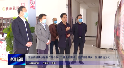 V视丨汪在祥调研沙洋县“两个中心”建设时要求 把握舆论导向  弘扬传统文化