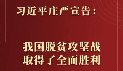 习近平庄严宣告：我国脱贫攻坚战取得了全面胜利