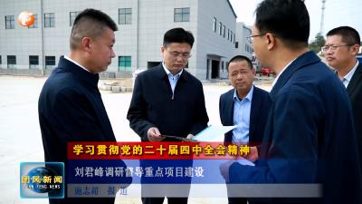 学习贯彻党的二十届四中全会精神  刘君峰调研督导重点项目建设