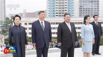习近平和彭丽媛参谒中朝友谊塔