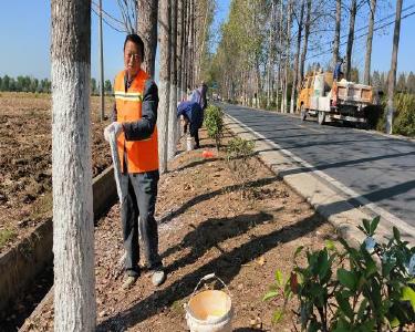 南漳县：刷白农村公路路树　扮靓美丽乡村