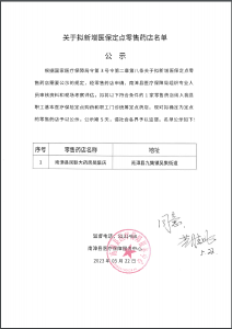 南漳县民联大药房吴集店公示