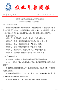 一周天气趋势预报及农事活动建议