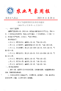一周天气趋势预报及农事活动建议 （2023年11月20日—11月26日）