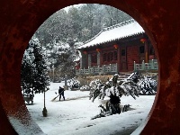 大雪纷飞后茨河承恩寺的高颜值