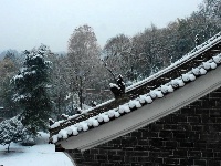 大雪纷飞后茨河承恩寺的高颜值