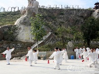 谷城60余老年朋友樱花谷里秀太极