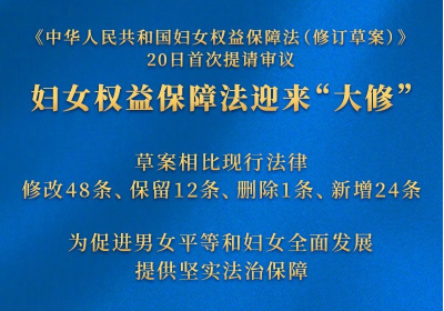 妇女权益保障法迎来“大修”！涉及这些热点