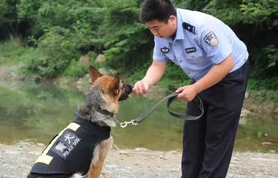 警犬“猎豹”和它的驯导员