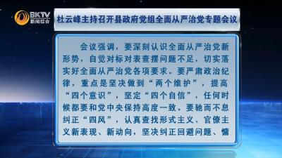 杜云峰主持召开县政府党组全面从严治党专题会议