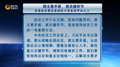 县委全会暨县委经济工作会议评论之三  抓主要矛盾    抓关键环节