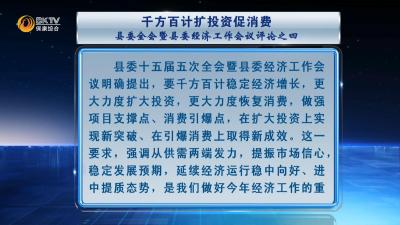 县委全会暨县委经济工作会议评论之四 千方百计扩投资促消费