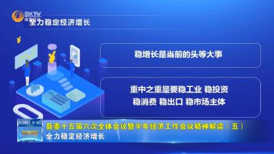 县委十五届六次全体会议暨半年经济工作会议精神解读（五）——全力稳定经济增长