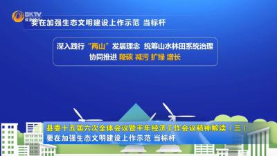 要在加强生态文明建设上作示范、当标杆——县委十五届六次全体会议暨半年经济工作会议精神解读（三）