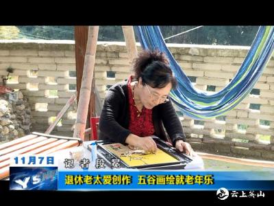 【视频】退休老太爱创作  五谷画绘就老年乐