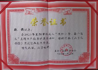 我市残疾人在2020年襄阳市残疾人书画评选活动中取得好成绩
