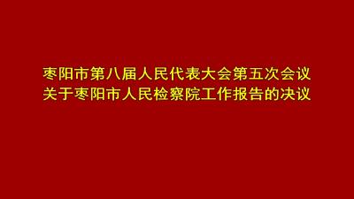 枣阳市第八届人民代表大会第五次会议关于枣阳市人民检察院工作报告的决议