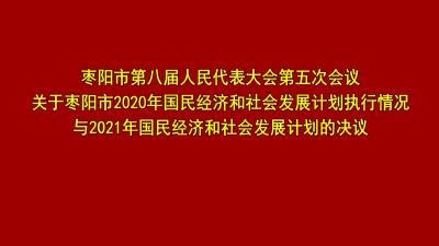 枣阳市第八届人民代表大会第五次会议关于枣阳市2020年国民经济和社会发展计划执行情况与2021年国民经济和社会发展计划的决议