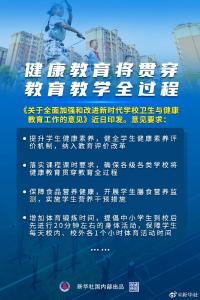 权威快报｜健康教育将贯穿教育教学全过程 