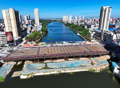 新华大桥现浇梁底腹板混凝土浇筑施工启动