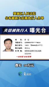 樊城区人民法院公布最新失信被执行人名单

