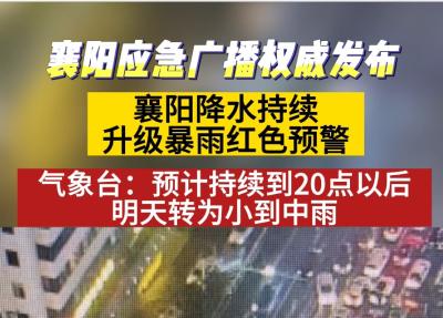 襄阳发布暴雨红色预警，市气象台预计12日降雨持续！
