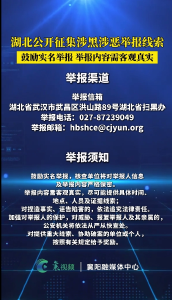 湖北公开征集涉黑涉恶举报线索