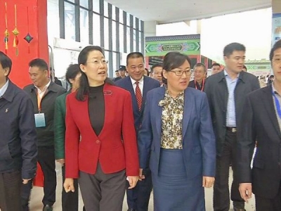 与会领导嘉宾参观药物交易药材展示 