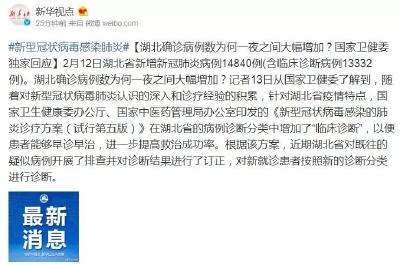 湖北确诊病例数为何大幅增加？国家卫健委回应