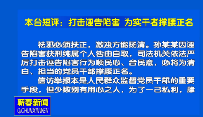 视频丨本台短评：打击诬告陷害 为实干者撑腰正名