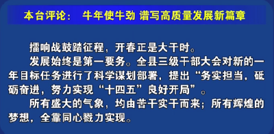 视频丨贯彻全县三级干部大会精神系列短评(三)：牛年使牛劲  谱写高质量发展新篇章！
