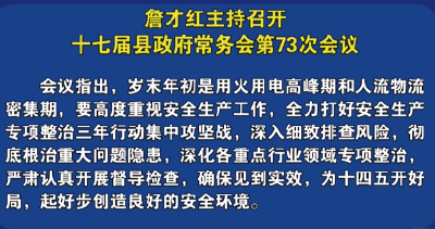 视频丨詹才红主持召开十七届县政府常务会第73次会议