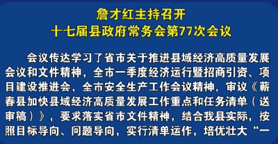 视频︱詹才红主持召开十七届县政府常务会第77次会议