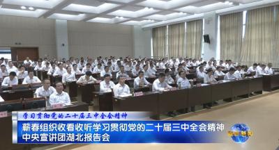 视频｜蕲春组织收看收听学习贯彻党的二十届三中全会精神中央宣讲团湖北报告会 
