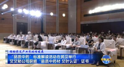 视频｜“品质中药”标准解读活动在武汉举行 艾艾贴公司获颁“品质中药材 艾叶认证”证书 