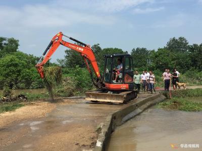 花西乡湾湖村组织村民清理水草 保证排水畅通
