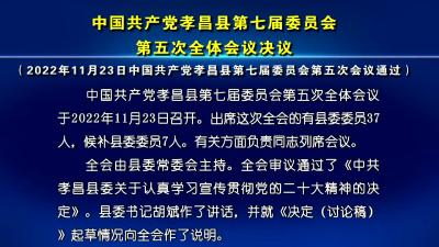 --中国共产党孝昌县第七届委员会 第五次全体会议决议