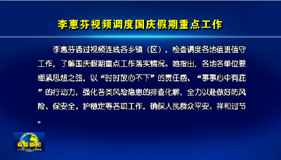 李惠芬视频调度国庆假期重点工作