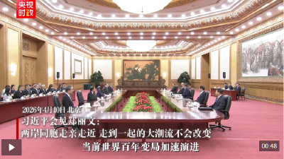 独家视频丨习近平会见郑丽文：两岸同胞走亲走近 走到一起的大潮流不会改变