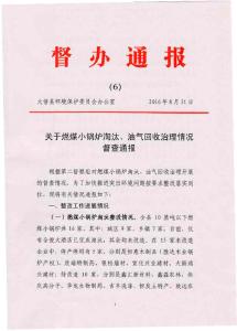 关于燃煤小锅炉淘汰、油气回收治理情况 督查通报 